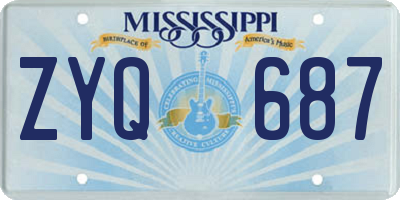 MS license plate ZYQ687
