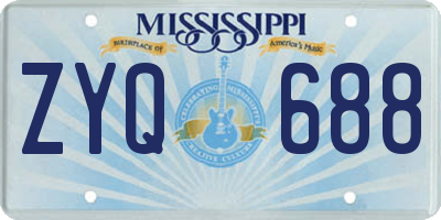 MS license plate ZYQ688
