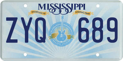 MS license plate ZYQ689