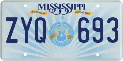MS license plate ZYQ693