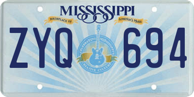 MS license plate ZYQ694