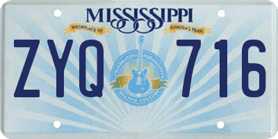 MS license plate ZYQ716