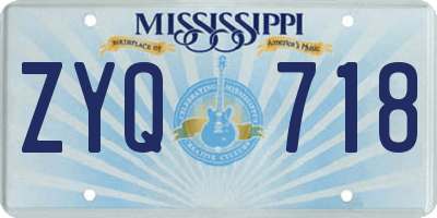 MS license plate ZYQ718