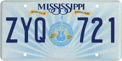 MS license plate ZYQ721