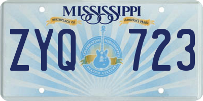 MS license plate ZYQ723