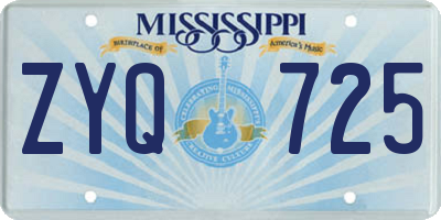 MS license plate ZYQ725