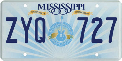 MS license plate ZYQ727