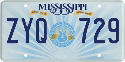 MS license plate ZYQ729