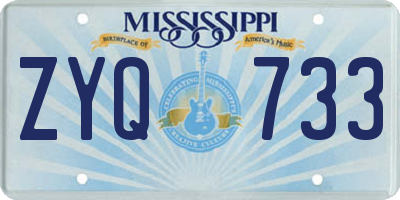 MS license plate ZYQ733