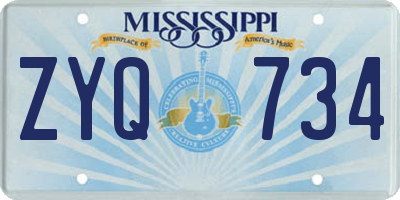MS license plate ZYQ734