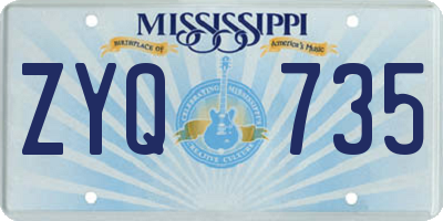 MS license plate ZYQ735
