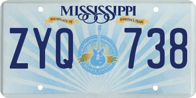 MS license plate ZYQ738