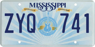 MS license plate ZYQ741