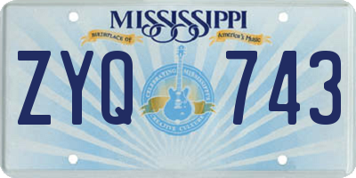 MS license plate ZYQ743