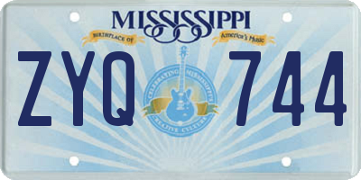 MS license plate ZYQ744