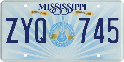 MS license plate ZYQ745