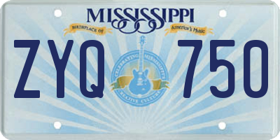 MS license plate ZYQ750