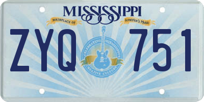 MS license plate ZYQ751