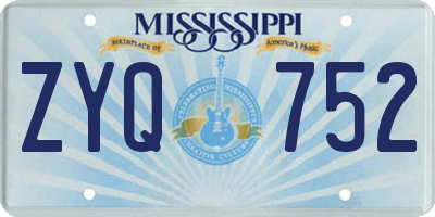 MS license plate ZYQ752