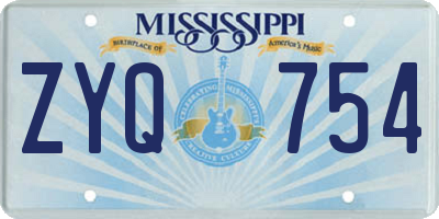 MS license plate ZYQ754