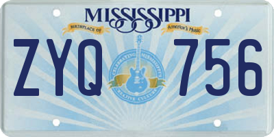 MS license plate ZYQ756