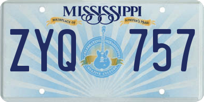 MS license plate ZYQ757