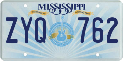 MS license plate ZYQ762