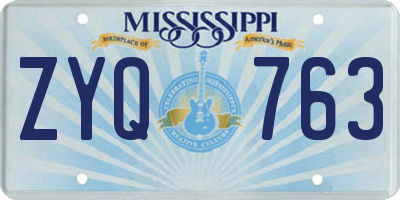 MS license plate ZYQ763