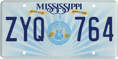 MS license plate ZYQ764