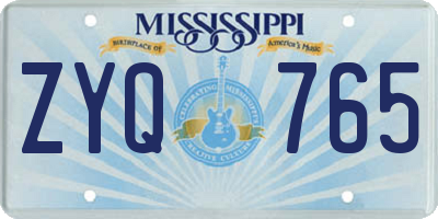 MS license plate ZYQ765