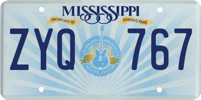 MS license plate ZYQ767