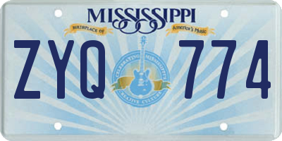 MS license plate ZYQ774