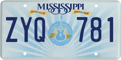MS license plate ZYQ781