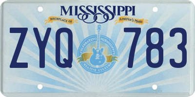 MS license plate ZYQ783