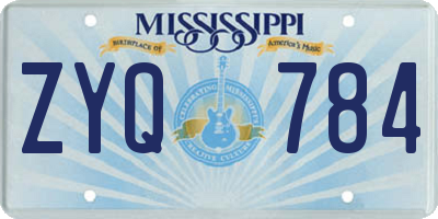 MS license plate ZYQ784