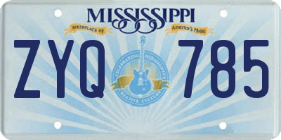 MS license plate ZYQ785