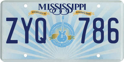 MS license plate ZYQ786