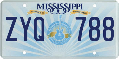 MS license plate ZYQ788