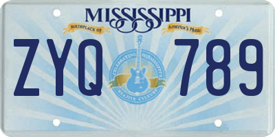 MS license plate ZYQ789