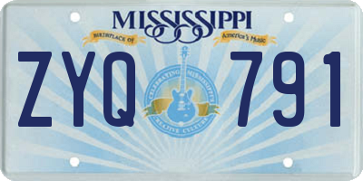 MS license plate ZYQ791
