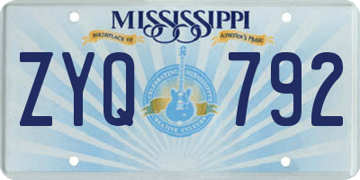 MS license plate ZYQ792