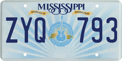 MS license plate ZYQ793