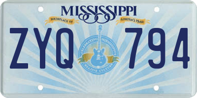 MS license plate ZYQ794