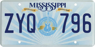 MS license plate ZYQ796