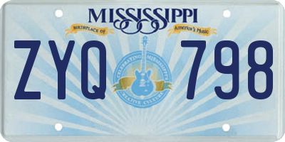 MS license plate ZYQ798