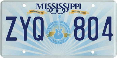 MS license plate ZYQ804