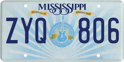 MS license plate ZYQ806