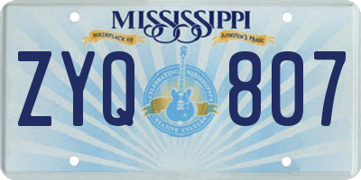 MS license plate ZYQ807
