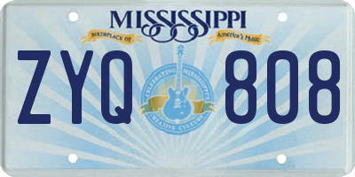 MS license plate ZYQ808