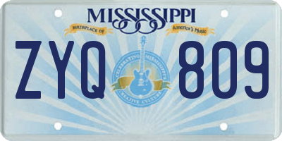 MS license plate ZYQ809